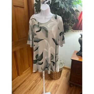 Alfani Tunic, Green and White Pattern, Size XL